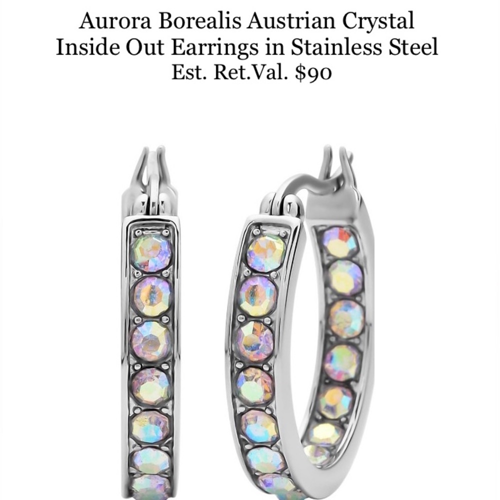 Aurora Borealis Austrian Crystal Inside Out Earrings in Stainless Steel